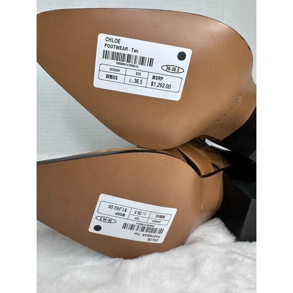 Chloe Rylee Brown Leather and Suede Booties Women's Size EU 36.5 Lace Up Cutout - Picture 16 of 16